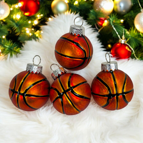 4 Vintage G&D Mercury Glass Miniature Basketball Christmas Ornaments - Picture 1 of 6
